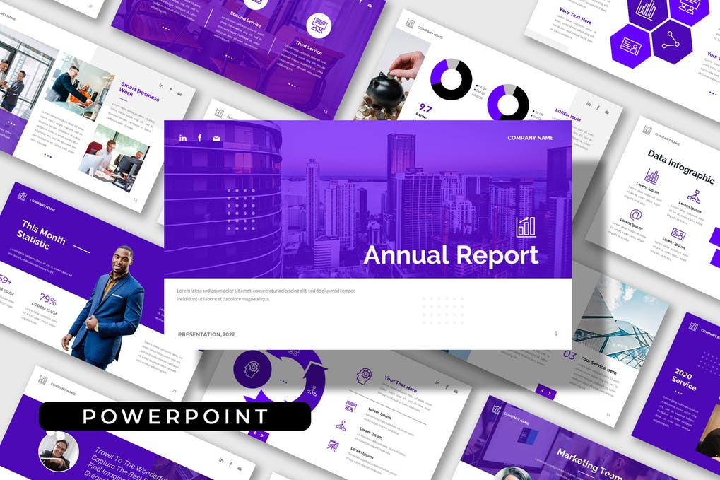 Free Annual Report Company Business Powerpoint Download