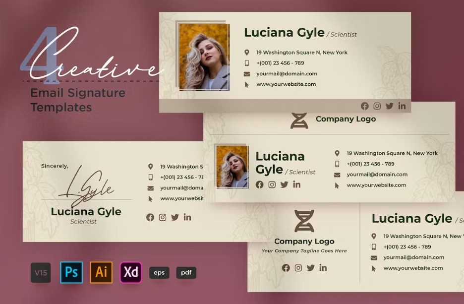 Creative Email Signature V15 Botanical