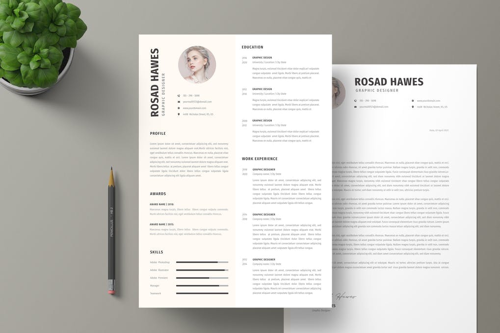 Free CV Resume & letter Template V.29