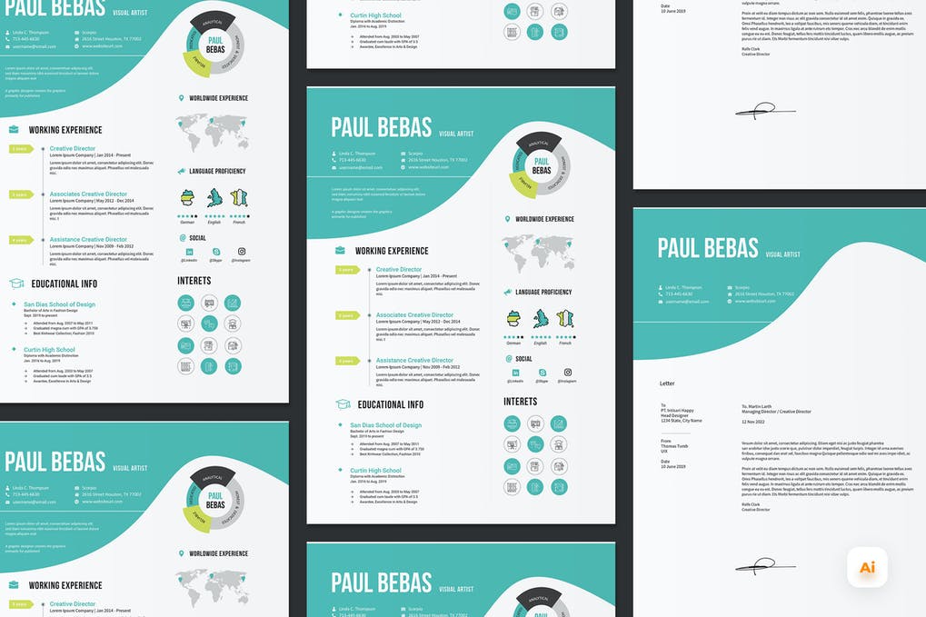 Free CV Resume & letter Template V.24