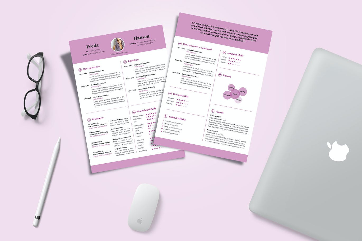 Free CV Resume & letter Template V.22