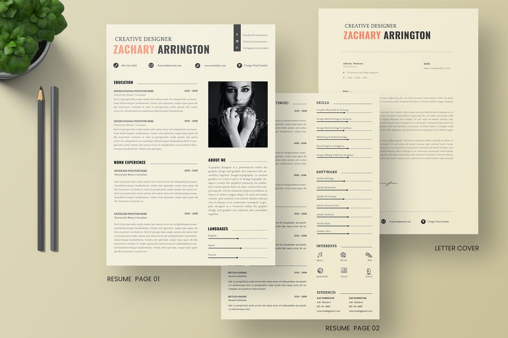 Free CV Resume & letter Template V.20