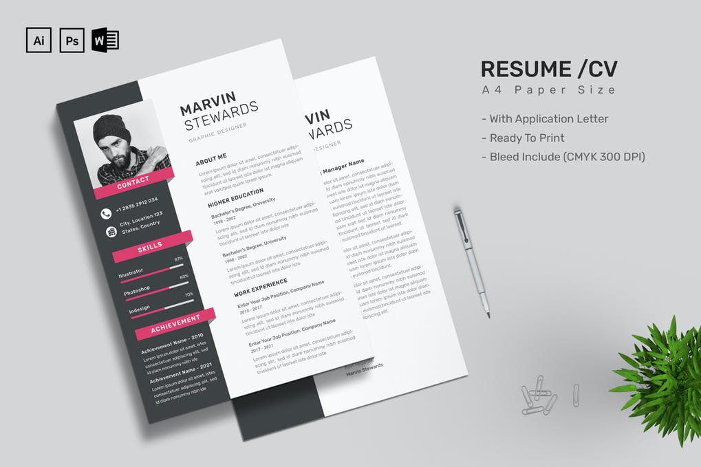 Free CV Resume & letter Template V.09