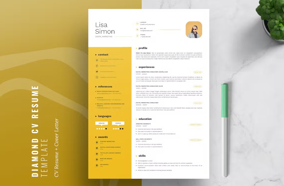 Diamond CV Resume Template Vol.01
