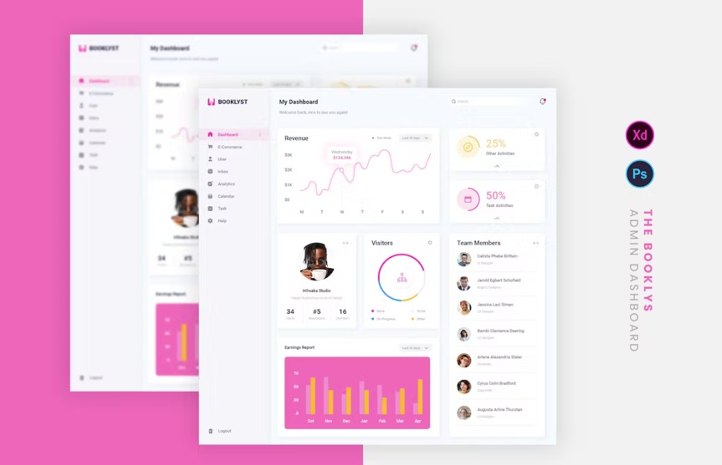 Free Booklyst Admin Dashboard Download