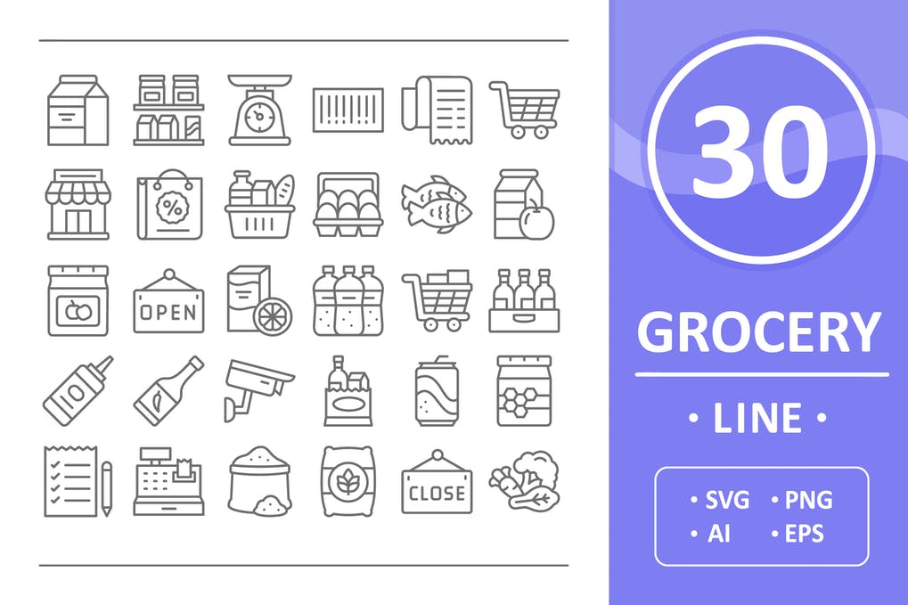 Free Grocery Icons Line Download