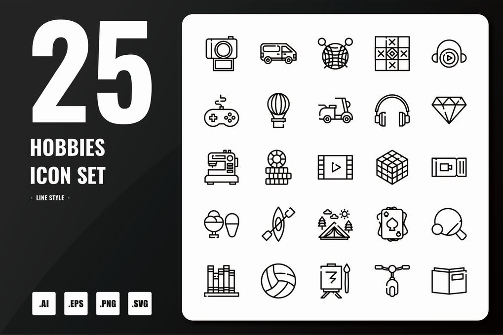 Free Hobbies Line Icons Download