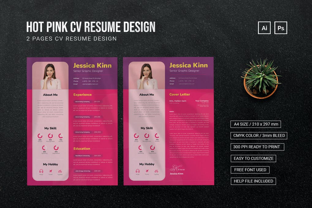 Hot Pink - CV Resume