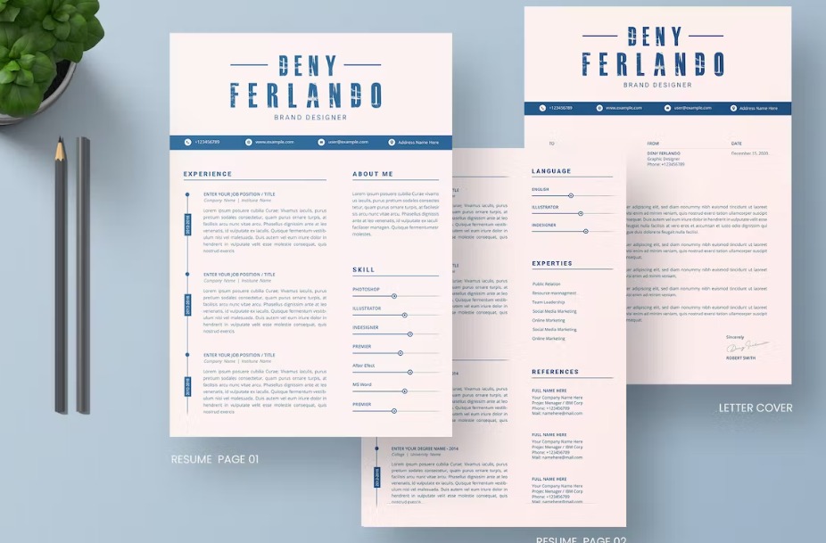 Minimalist CV Resume Template & Letter Cover Vol.01