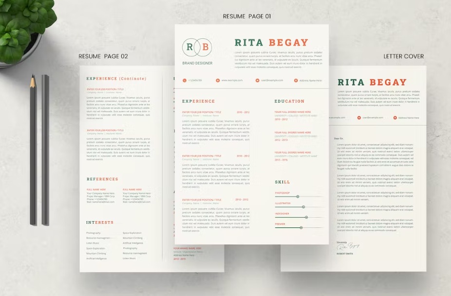 Minimalist CV Resume Template & Letter Cover