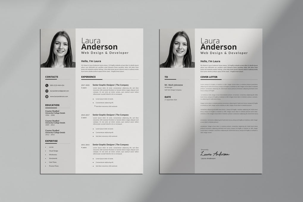 Minimalist CV Resume Template & Letter Cover Vol.02