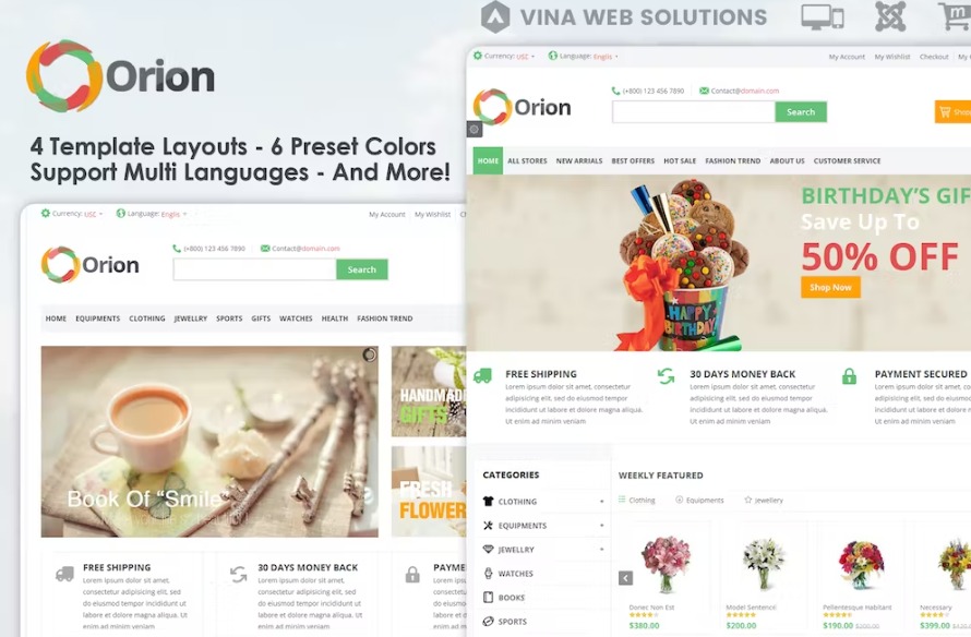 Free Orion Businesses & e-Commerce Joomla Template Download