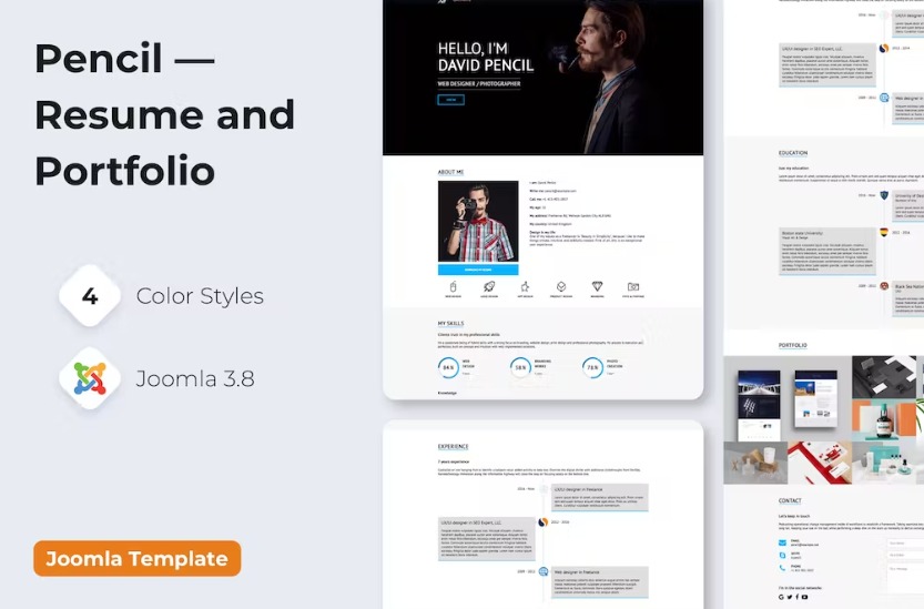 Free Pencil Personal Portfolio Joomla Template Download