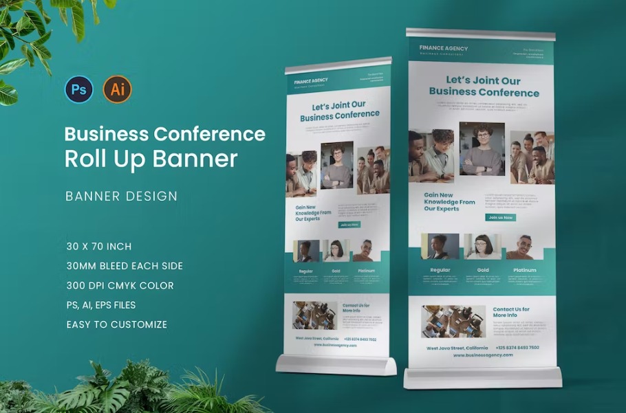 Free Business Conference Roll Up Banner Template Download