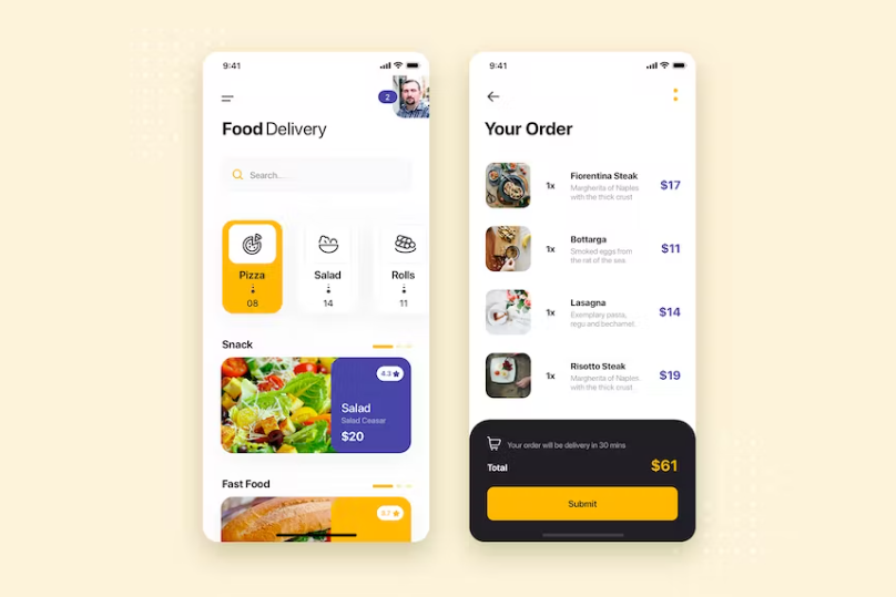 Free Food Delivery Mobile App UI Kit Template Download