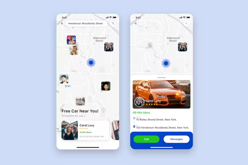 Free Free Car Booking App mobile UI Concept Download