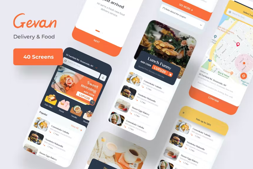 Free Gevan Food Delivery Mobile App Template Download