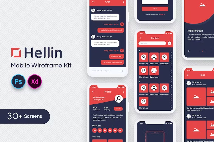 Free Hellin Mobile Wireframe Kit Download