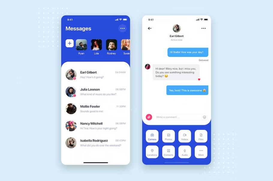 Free Messages Chatting Mobile App UI Kit Template Download