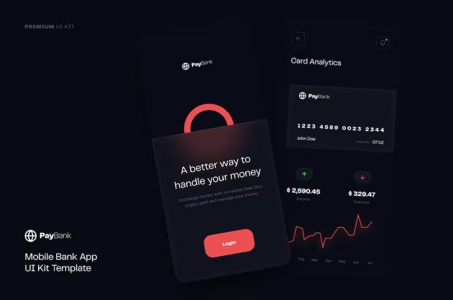Free Mobile Bank App UI Kit Template Download