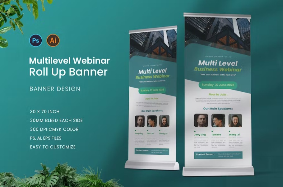 Free Multilevel Webinar Roll Up Banner Template Download