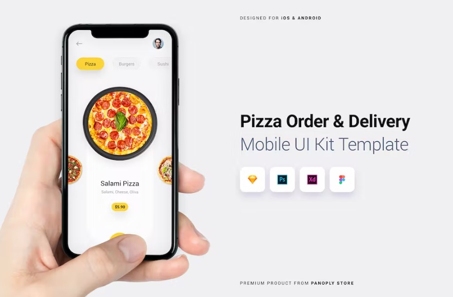 Free Pizza Order & Delivery Mobile App UI Kit Template Download