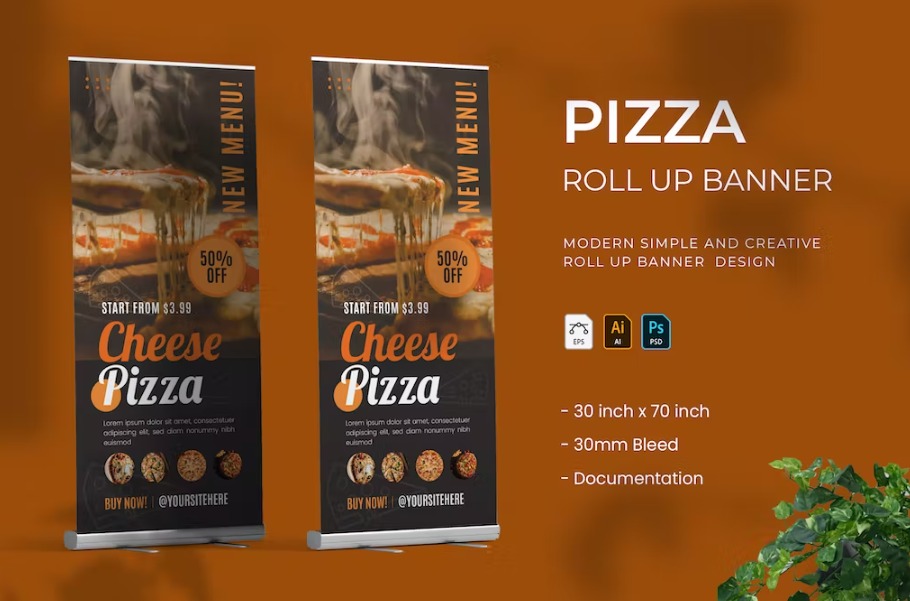 Free Pizza Roll Up Banner Template Download