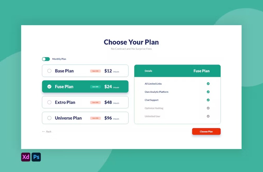 Free Pricing Plan UI Template Download