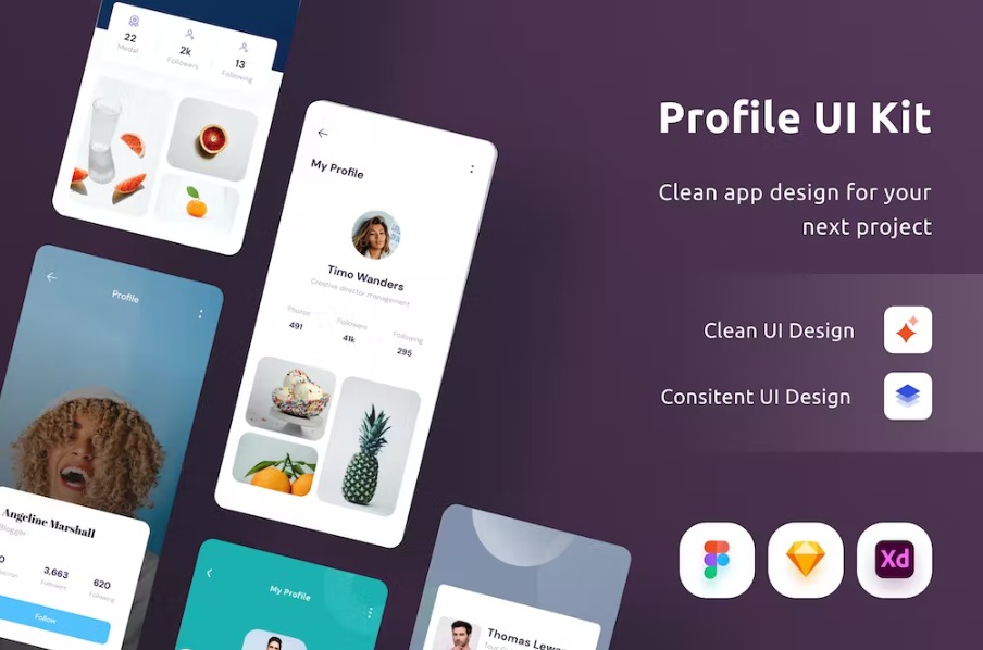 Free Profile UI Kit Template Download