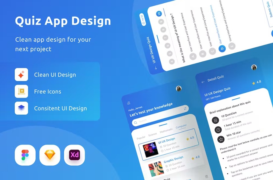 Free Quiz App Design Template Download