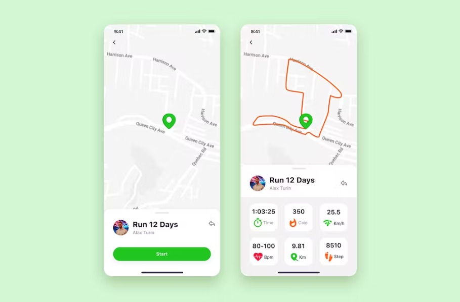 Free Run Sport mobile UI Concept Template Download