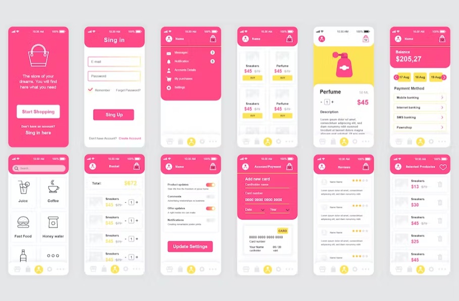 Free Shopping Mobile App UI Kit Template Download