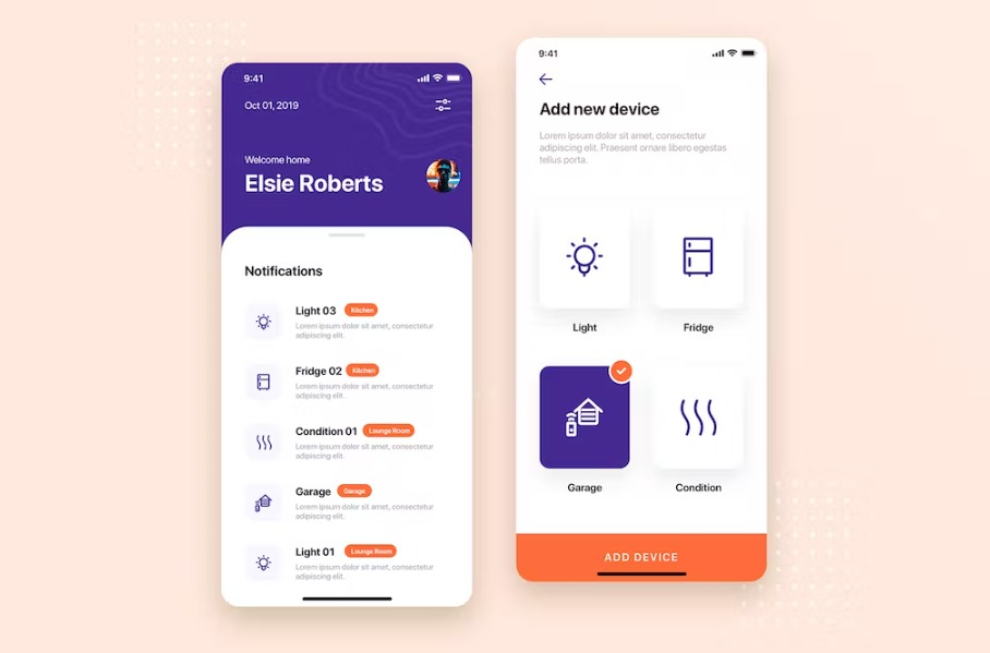 Free Smart Home Mobile App UI Kit Template Download
