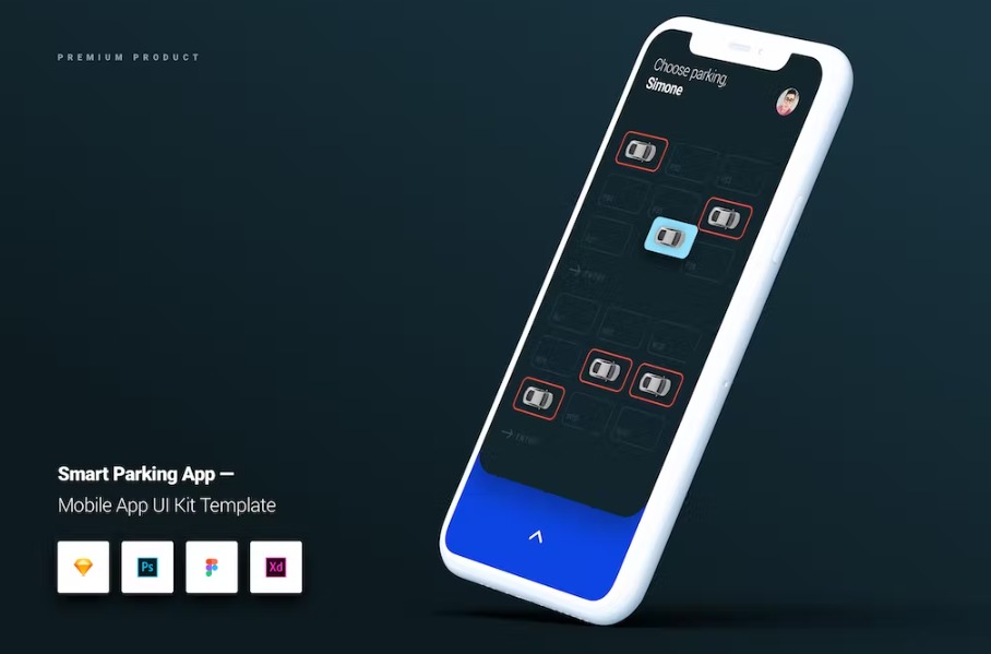 Free Smart Parking App iOS & Android UI Kit Template Download