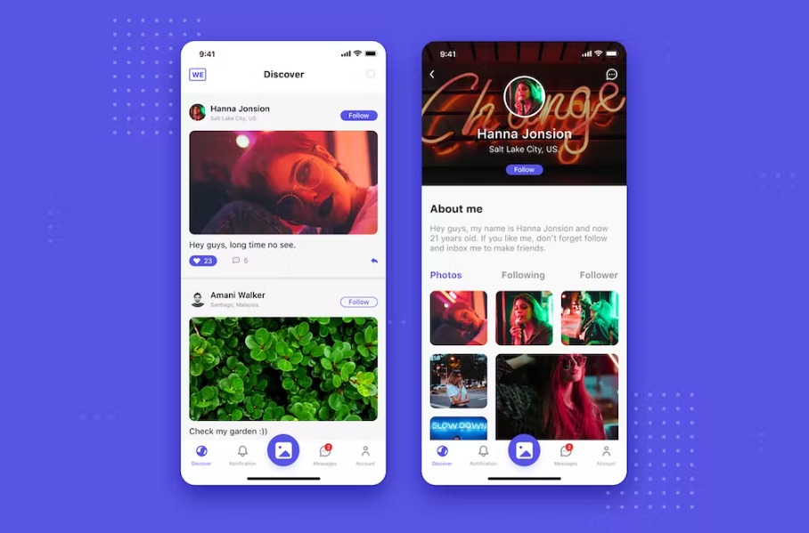 Free Social mobile app UI Concept Template Download