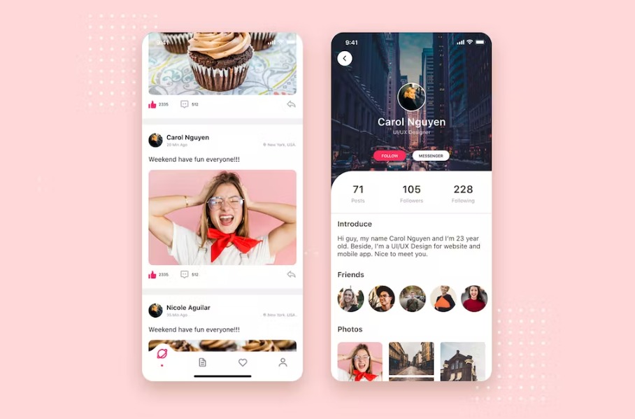 Free Social mobile UI Concept Template Download