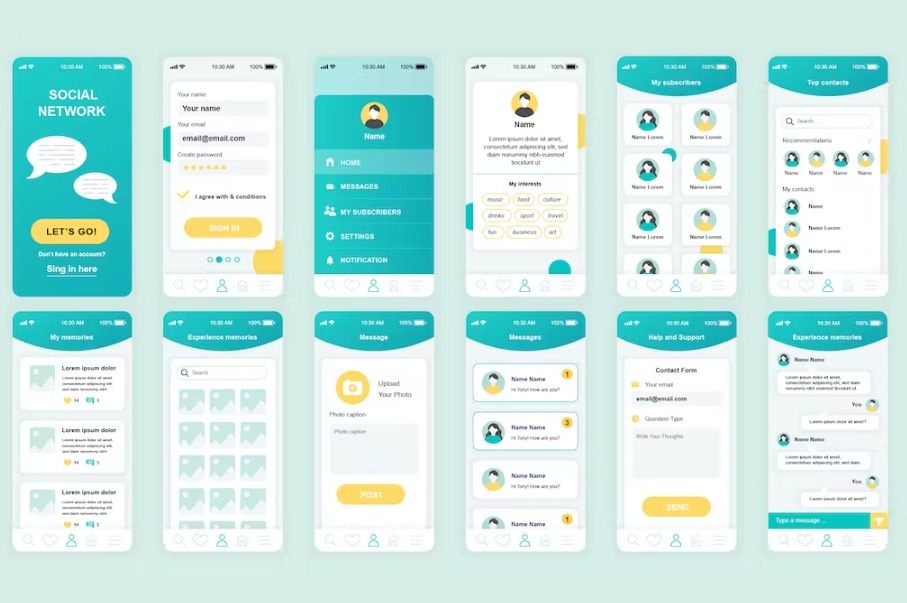 Free Social Network Mobile App UI Kit Template Download