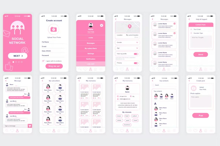 Free Social Network Mobile App UI Kit Template Download