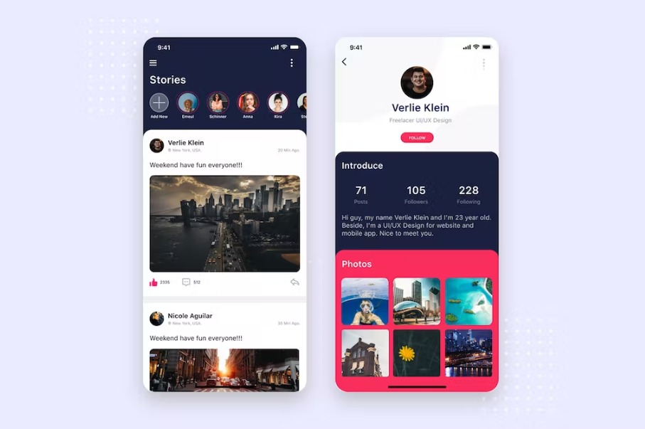 Free Social Profile Mobile UI Concept Download