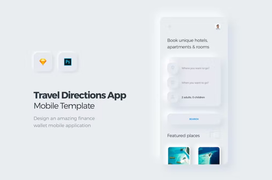 Free Travel & Booking Mobile App UI Kit Template Download
