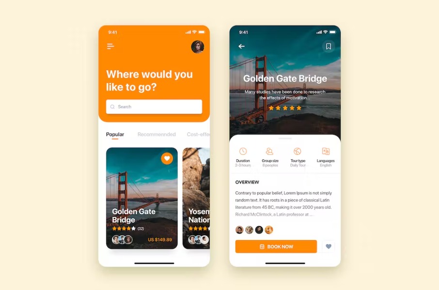 Free Travel Booking Mobile App UI Kit Template Download