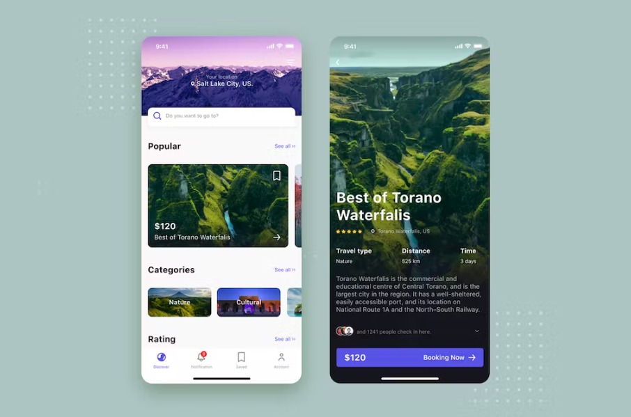 Free Travel mobile UI Concept Template Download