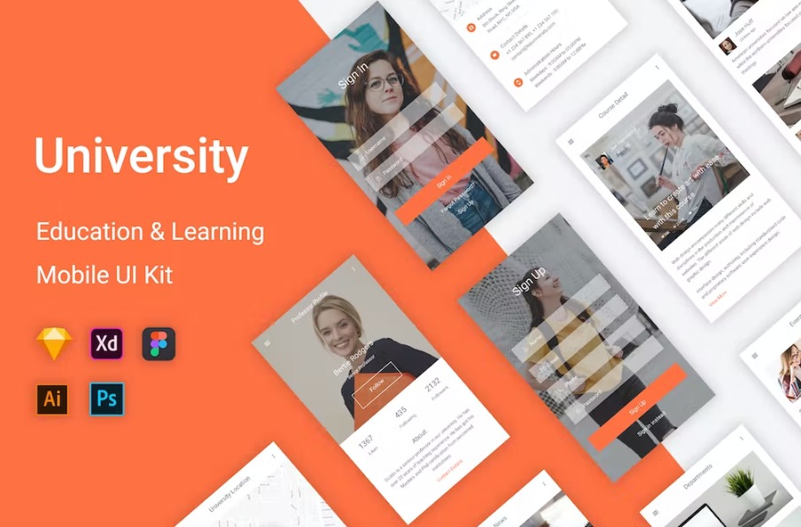 Free University Education & Learning UI Kit Template Download
