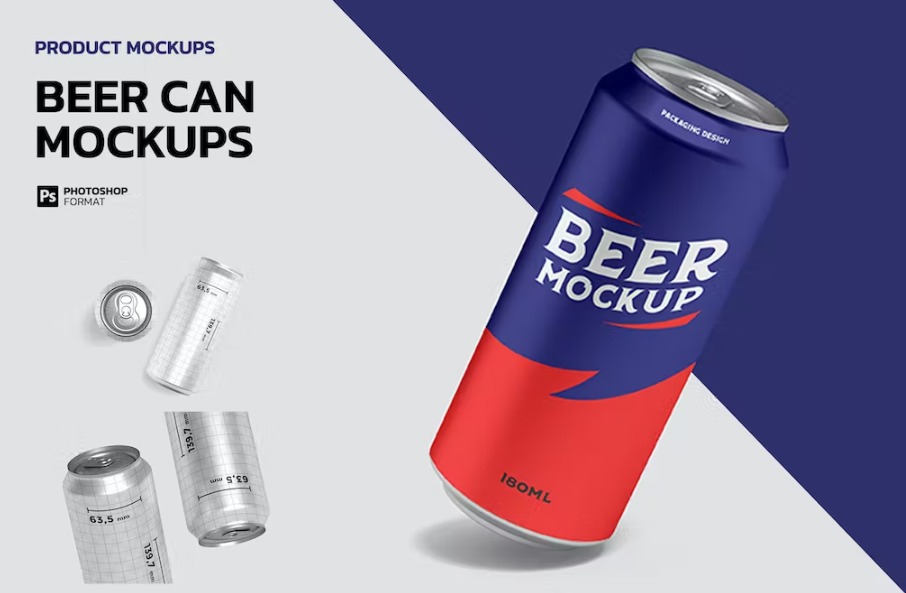 Free Beer Can Mockups Template Download