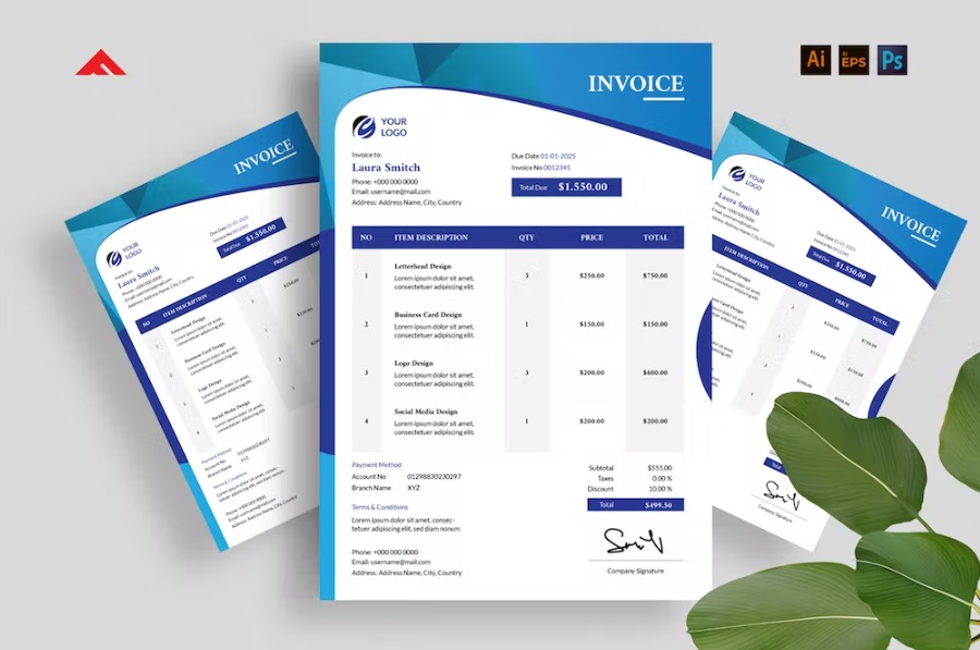 Free Clean Invoice Design Template Download