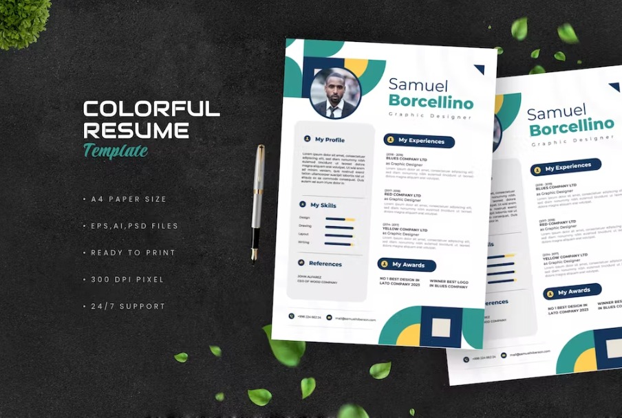 Free Colorful Geometric Resume Template Download
