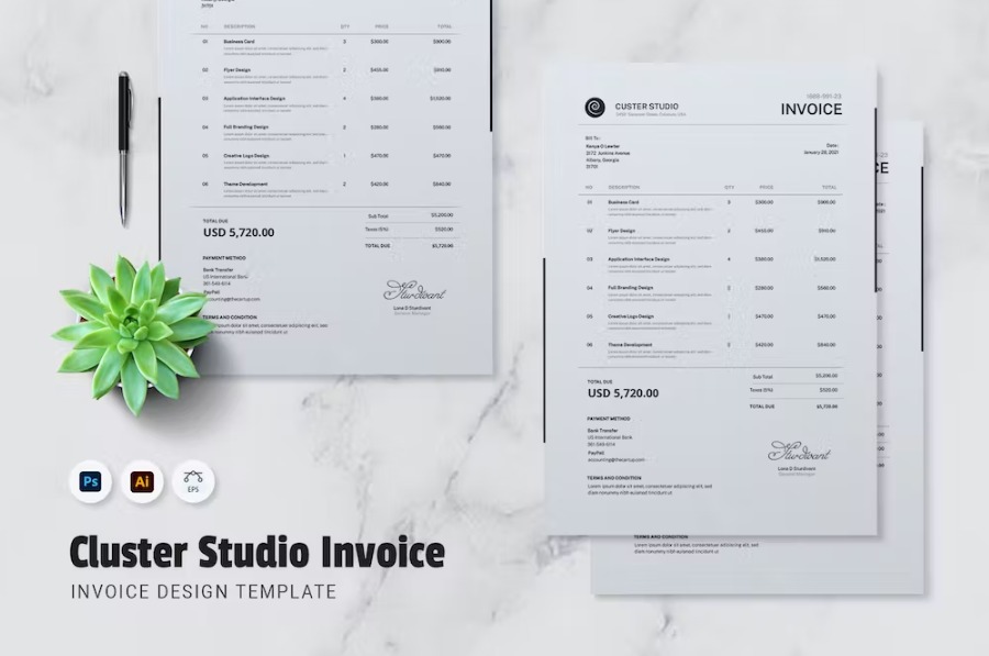 Free Custer Studio Invoice Template Download