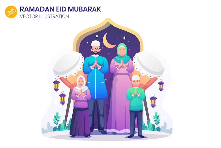 Free Eid Al Fitr Flat Illustrations Template Download