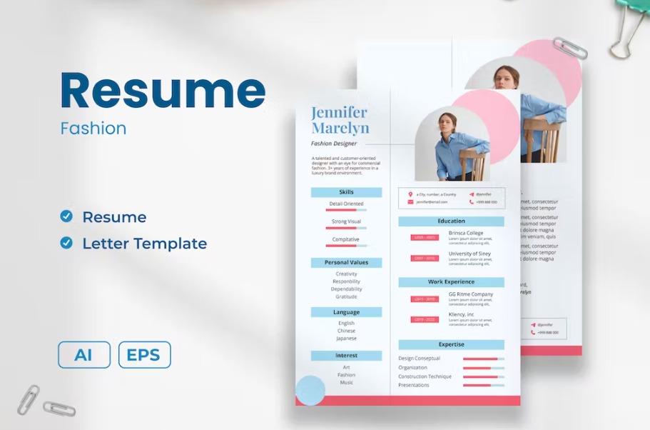 Free Fashion Creative Resume Template Download