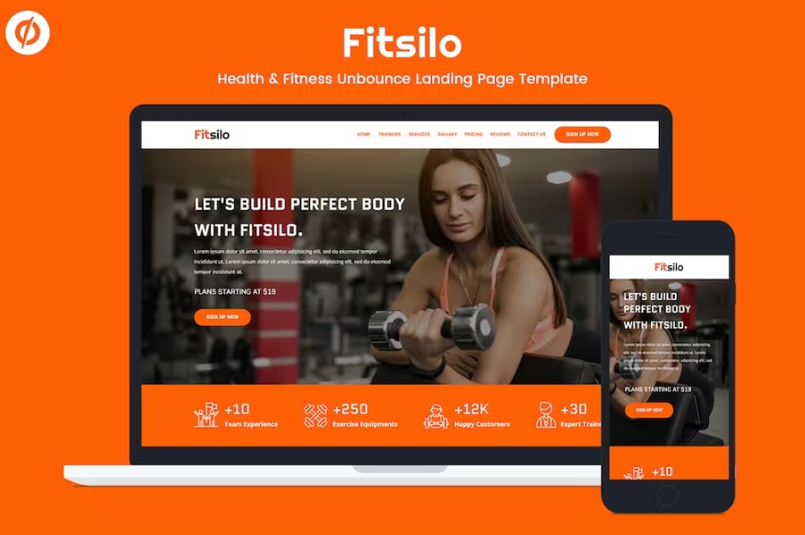 Free Fitsilo Health & Fitness Unbounce Landing Page Template Download